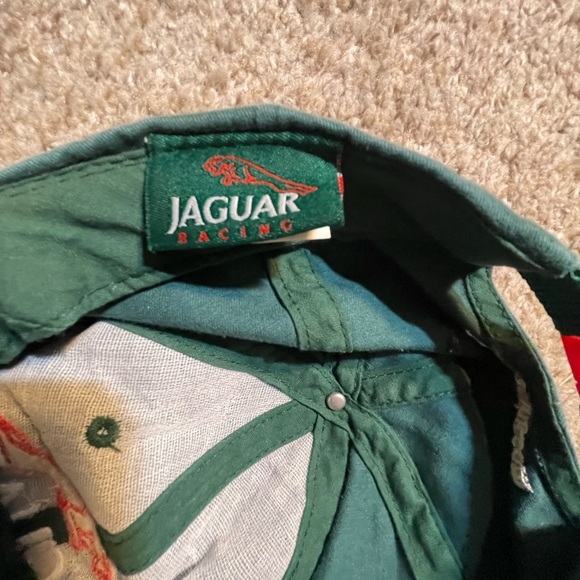 Vintage 90s Adjustable Clip Strapback Green Jaguar Racing Embroidered Hat Cap - Picture 4 of 6